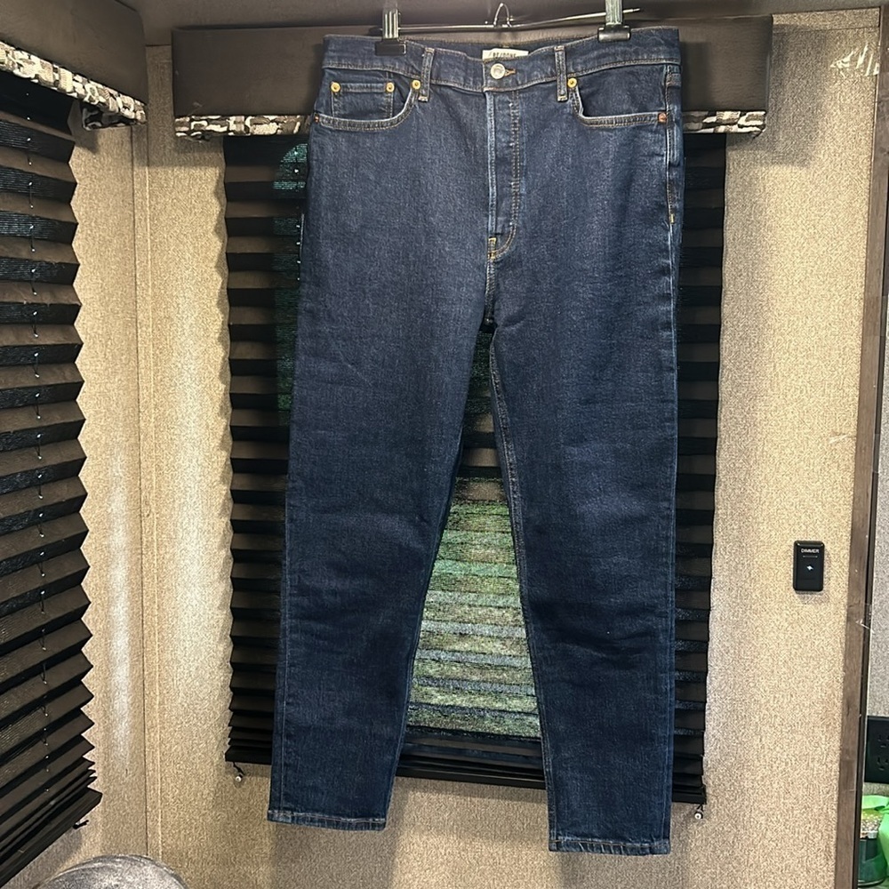 RE/DONE Women’s ‘90s Dark Wash High Rise Ankle‎ Crop Button Fly Jeans SZ 31 NWT - Picture 7 of 15